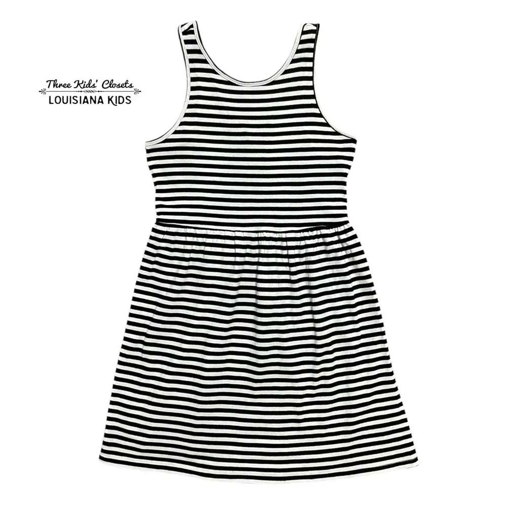 Old Navy S (6-7) Black and White Striped Tank Dress